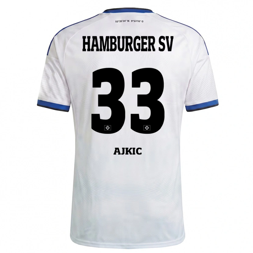 Danxen Hombre Camiseta Selim Ajkic #33 Blanco Negro Azul 1ª Equipación 2026/27 La Camisa México