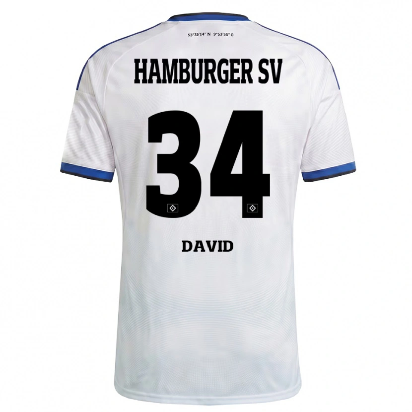 Danxen Hombre Camiseta Jonas David #34 Blanco Negro Azul 1ª Equipación 2026/27 La Camisa México