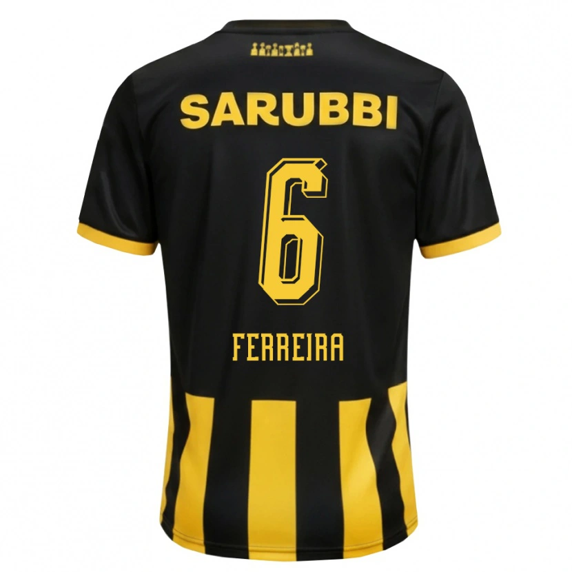 Danxen Hombre Camiseta Lucas Ferreira #6 Negro Amarillo 1ª Equipación 2026/27 La Camisa México