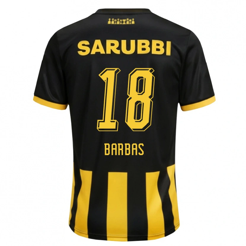 Danxen Hombre Camiseta Germán Barbas #18 Negro Amarillo 1ª Equipación 2026/27 La Camisa México
