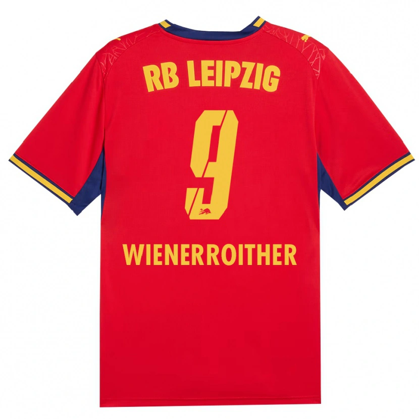 Danxen Hombre Camiseta Katja Wienerroither #9 Azul Real Rojo Amarillo 2ª Equipación 2026/27 La Camisa México