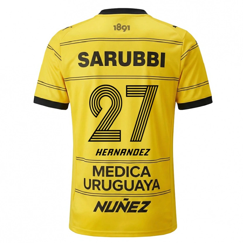Danxen Hombre Camiseta Lucas Hernández #27 Amarillo Negro 2ª Equipación 2026/27 La Camisa México
