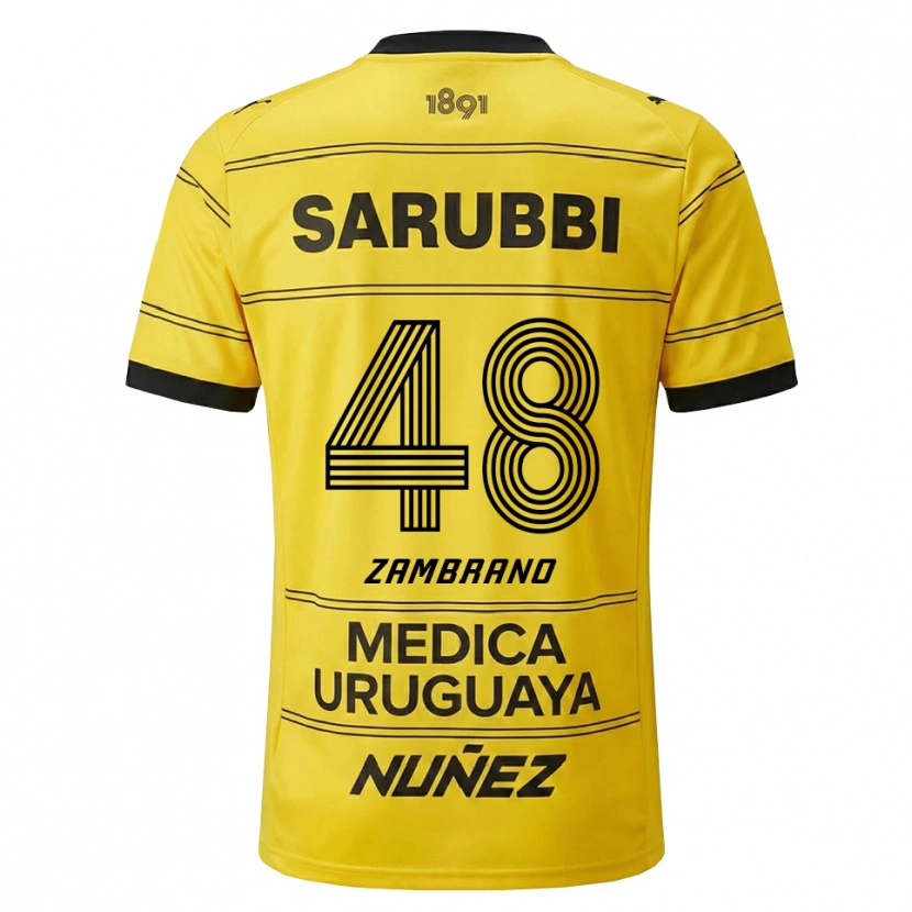 Danxen Hombre Camiseta Carlos Zambrano #48 Amarillo Negro 2ª Equipación 2026/27 La Camisa México