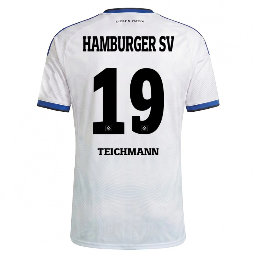 Danxen Mujer Camiseta Mats Teichmann #19 Blanco Negro Azul 1ª Equipación 2026/27 La Camisa México