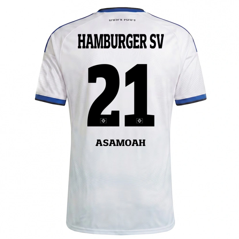 Danxen Mujer Camiseta Justin Asamoah #21 Blanco Negro Azul 1ª Equipación 2026/27 La Camisa México