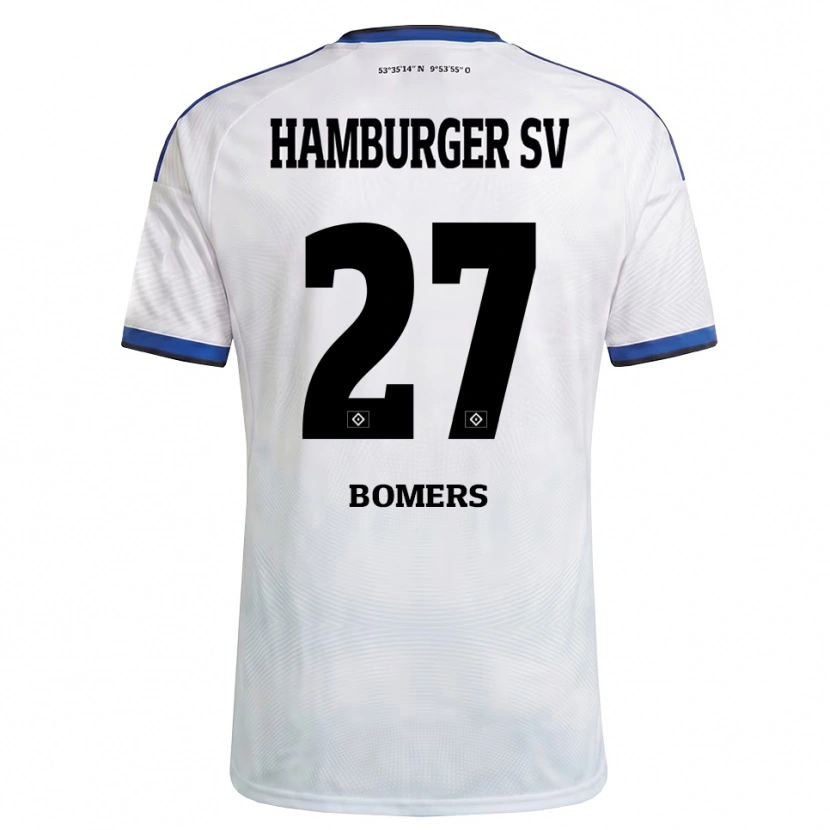 Danxen Mujer Camiseta Henrik Bomers #27 Blanco Negro Azul 1ª Equipación 2026/27 La Camisa México