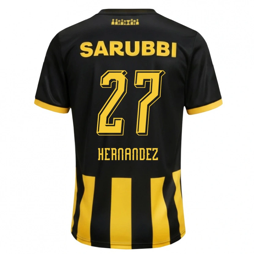 Danxen Mujer Camiseta Lucas Hernández #27 Negro Amarillo 1ª Equipación 2026/27 La Camisa México