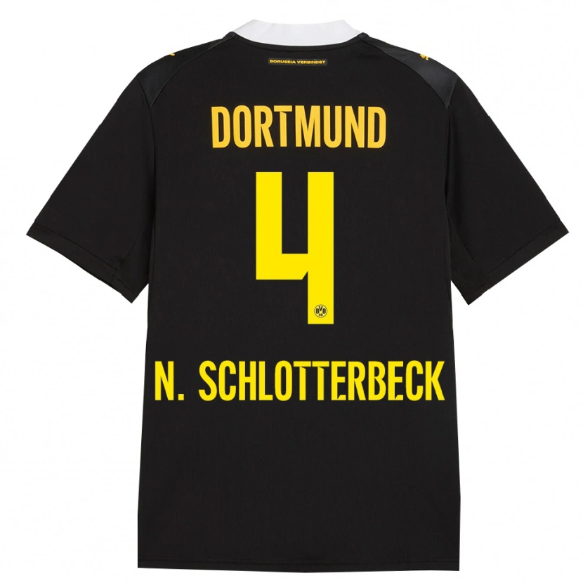 Danxen Mujer Camiseta Nico Schlotterbeck #4 Negro Rojo Amarillo 2ª Equipación 2026/27 La Camisa México
