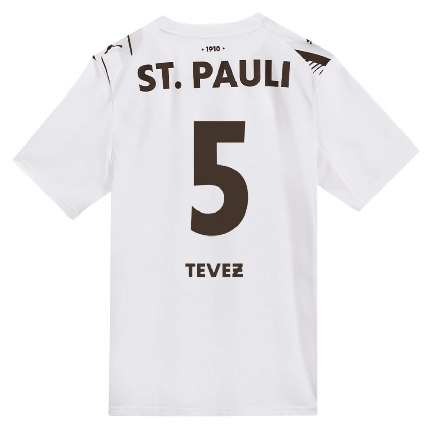 Danxen Mujer Camiseta Federico Tevez #5 Café Blanco Rojo 2ª Equipación 2026/27 La Camisa México