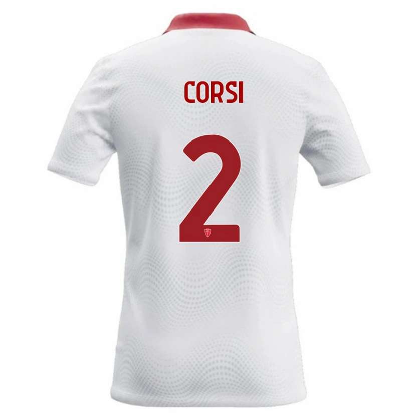 Danxen Mujer Camiseta Giovanni Corsi #2 Blanco Rojo 2ª Equipación 2026/27 La Camisa México