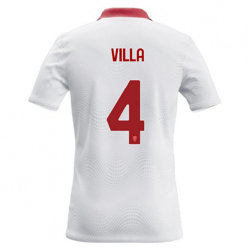 Danxen Mujer Camiseta Manuel Villa #4 Blanco Rojo 2ª Equipación 2026/27 La Camisa México