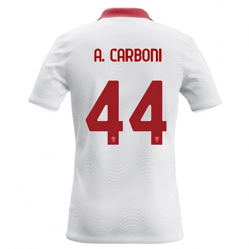 Danxen Mujer Camiseta Andrea Carboni #44 Blanco Rojo 2ª Equipación 2026/27 La Camisa México