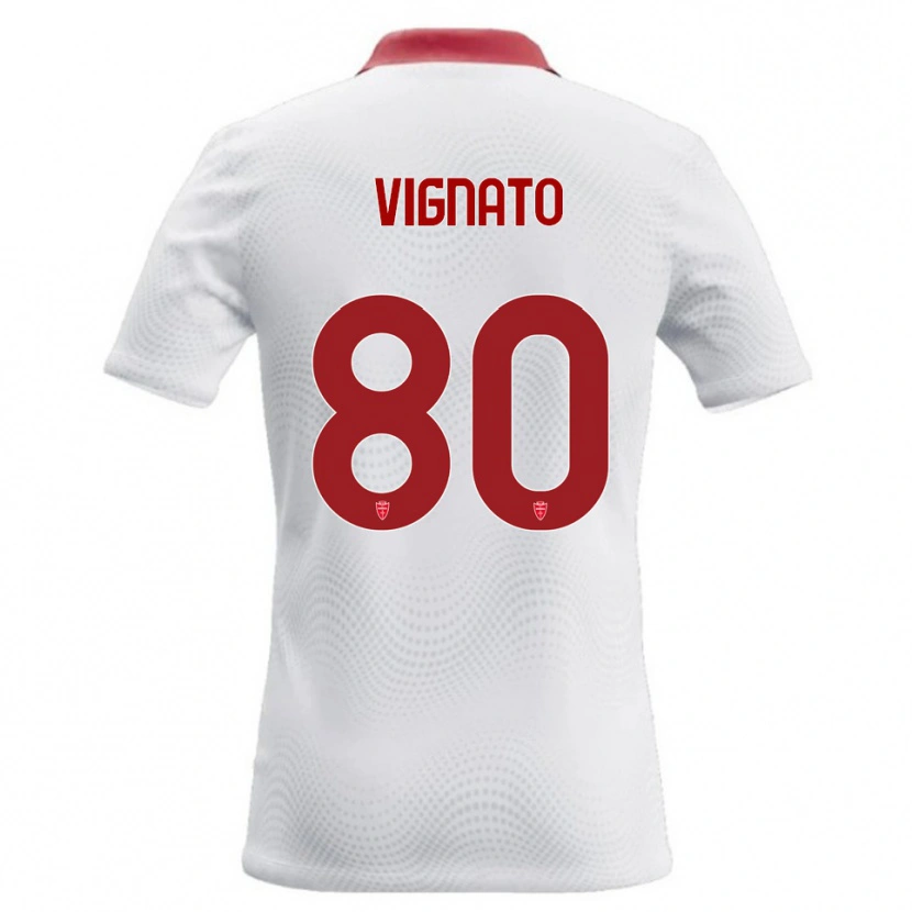 Danxen Mujer Camiseta Samuele Vignato #80 Blanco Rojo 2ª Equipación 2026/27 La Camisa México