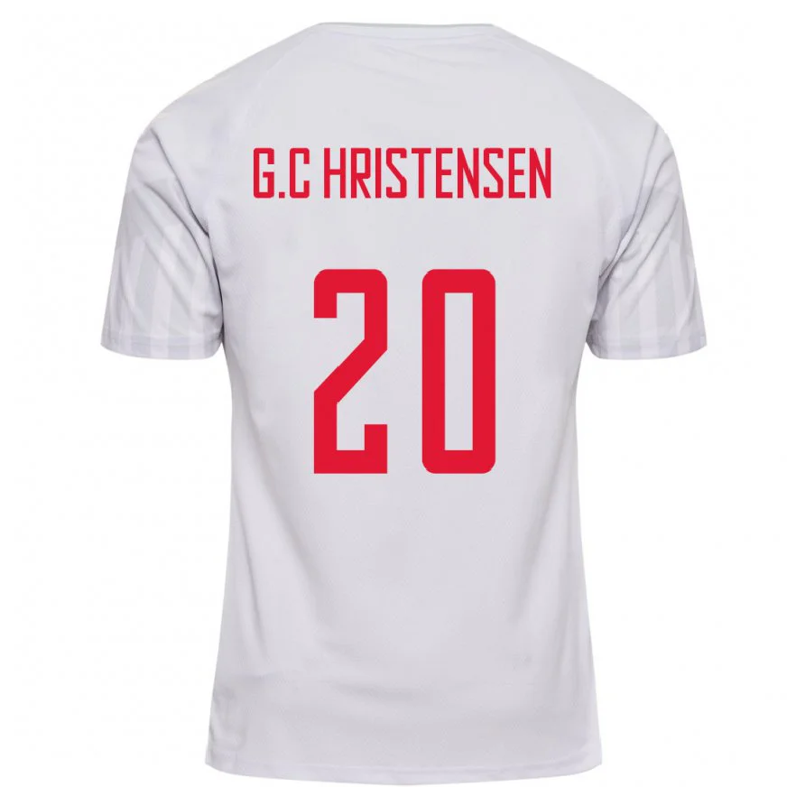 Danxen Mujer Camiseta Dinamarca Gustav Christensen #20 Blanco 2ª Equipación 22-24 La Camisa México