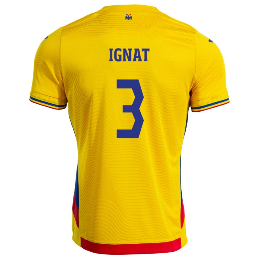 Danxen Niño Camiseta Rumania Cristian Ignat #3 Amarillo 1ª Equipación 24-26 La Camisa México