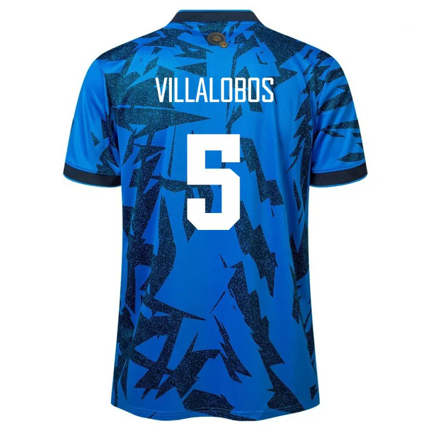 Danxen Niño Camiseta El Salvador Kristian Villalobos #5 Azul 1ª Equipación 24-26 La Camisa México