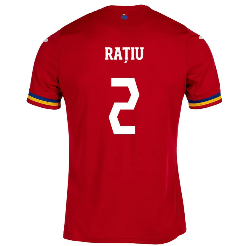 Danxen Niño Camiseta Rumania Andrei Rațiu #2 Rojo 2ª Equipación 24-26 La Camisa México