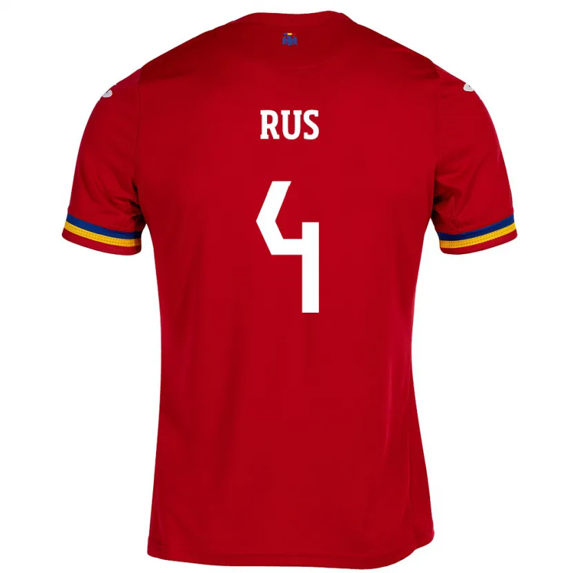 Danxen Niño Camiseta Rumania Adrian Rus #4 Rojo 2ª Equipación 24-26 La Camisa México