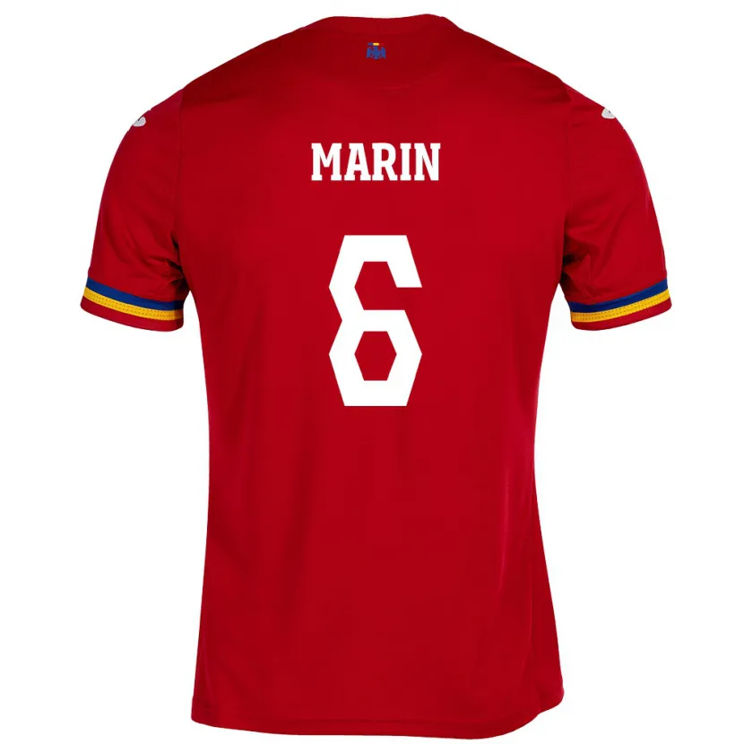 Danxen Niño Camiseta Rumania Marius Marin #6 Rojo 2ª Equipación 24-26 La Camisa México