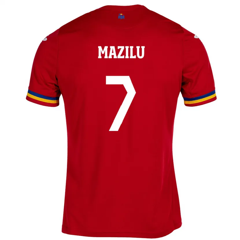 Danxen Niño Camiseta Rumania Adrian Mazilu #7 Rojo 2ª Equipación 24-26 La Camisa México