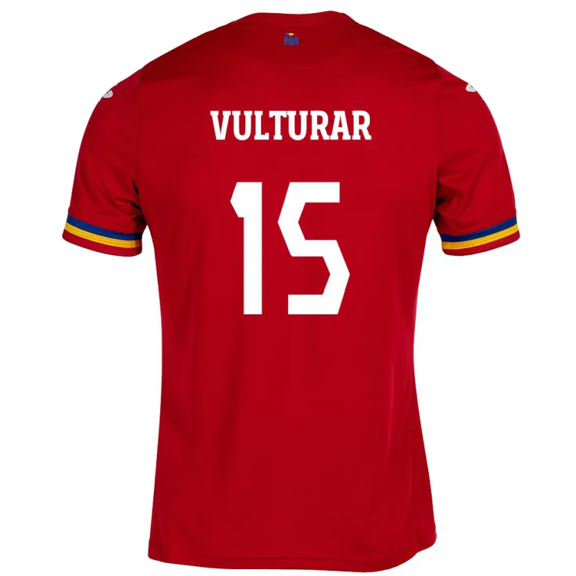Danxen Niño Camiseta Rumania Cătălin Vulturar #15 Rojo 2ª Equipación 24-26 La Camisa México