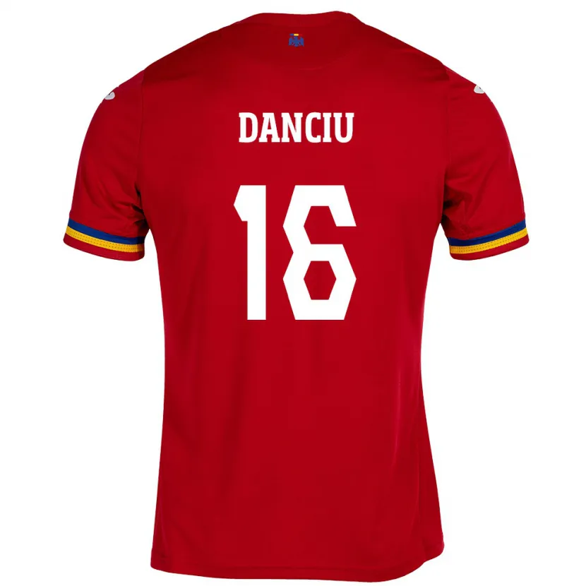 Danxen Niño Camiseta Rumania Marian Danciu #16 Rojo 2ª Equipación 24-26 La Camisa México