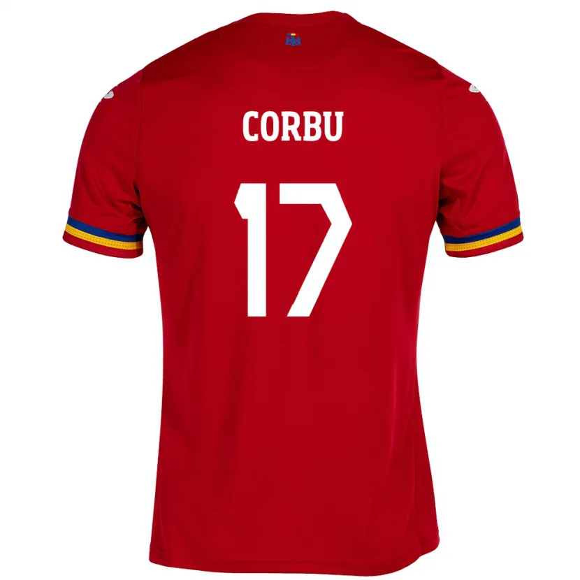 Danxen Niño Camiseta Rumania Marius Corbu #17 Rojo 2ª Equipación 24-26 La Camisa México