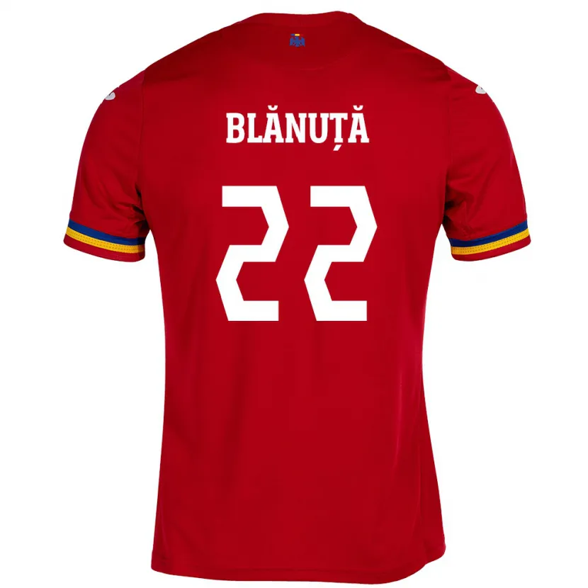 Danxen Niño Camiseta Rumania Vladislav Blănuță #22 Rojo 2ª Equipación 24-26 La Camisa México