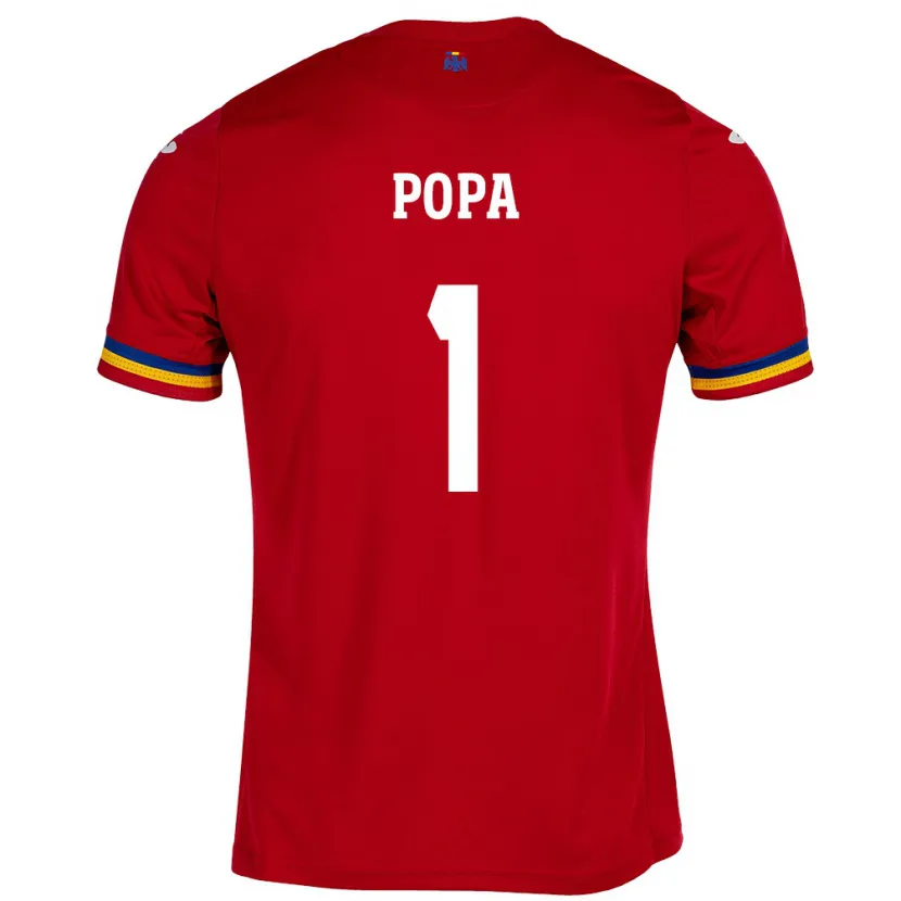 Danxen Niño Camiseta Rumania Robert Popa #1 Rojo 2ª Equipación 24-26 La Camisa México