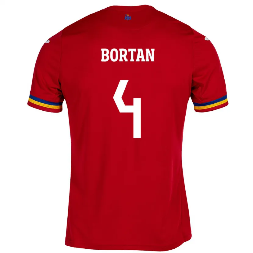 Danxen Niño Camiseta Rumania Ioana Bortan #4 Rojo 2ª Equipación 24-26 La Camisa México