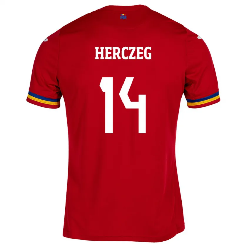 Danxen Niño Camiseta Rumania Andrea Herczeg #14 Rojo 2ª Equipación 24-26 La Camisa México