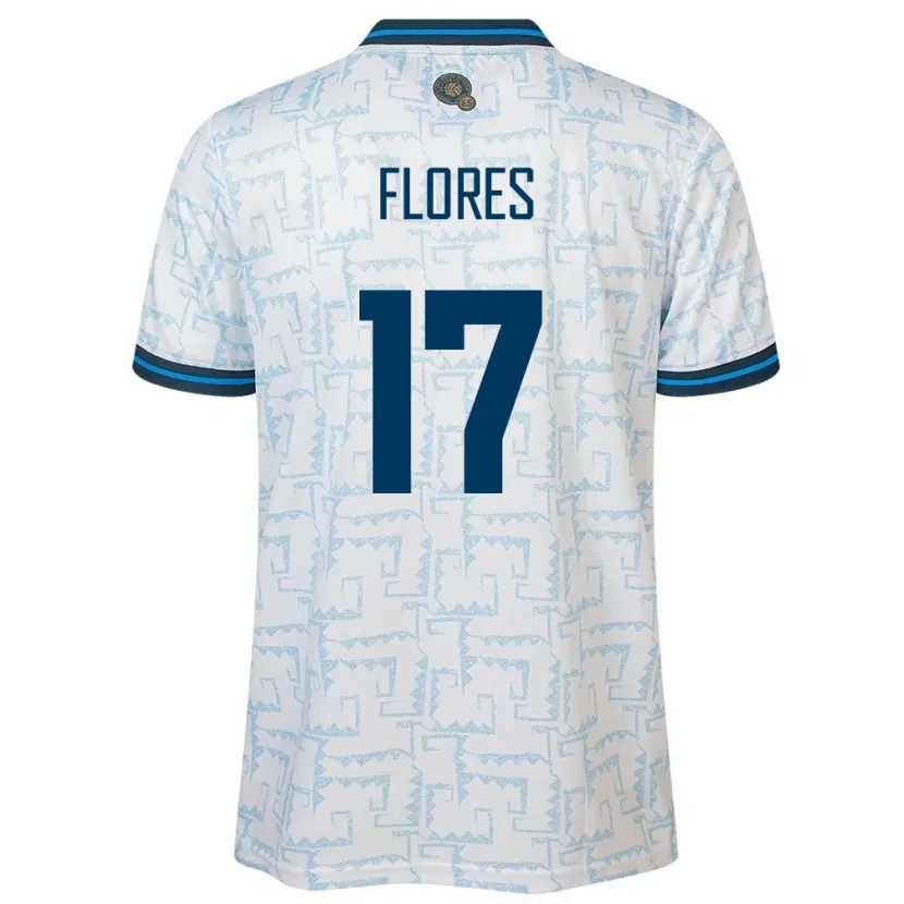 Danxen Niño Camiseta El Salvador Diego Flores #17 Blanco 2ª Equipación 24-26 La Camisa México