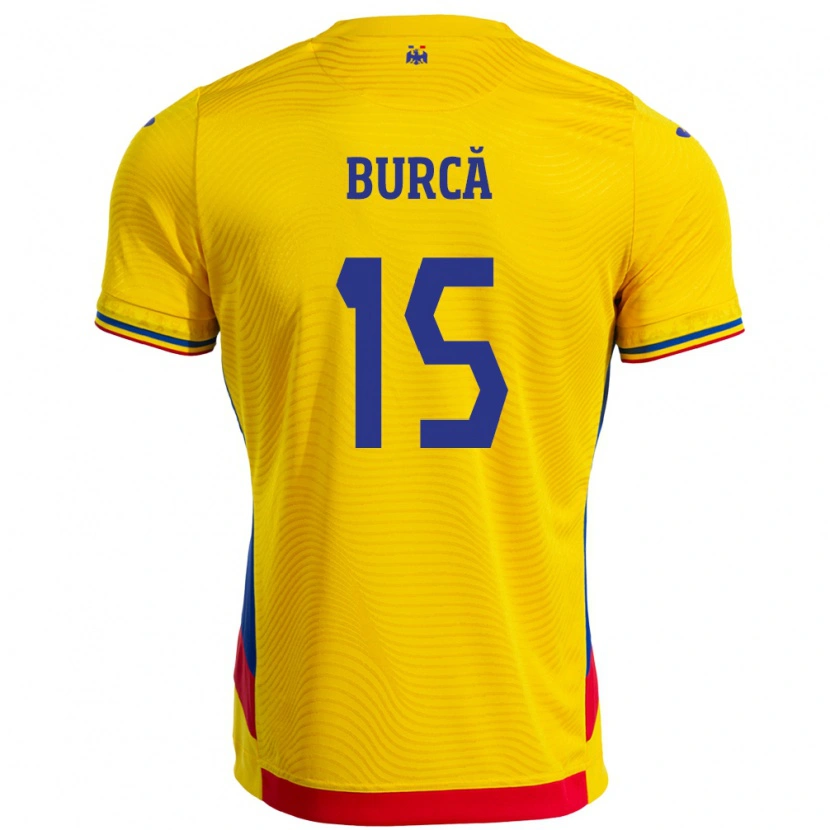 Danxen Hombre Camiseta Rumania Andrei Burcă #15 Amarillo 1ª Equipación 24-26 La Camisa México