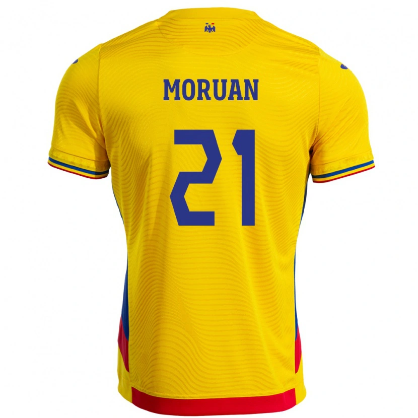 Danxen Hombre Camiseta Rumania Olimpiu Moruţan #21 Amarillo 1ª Equipación 24-26 La Camisa México