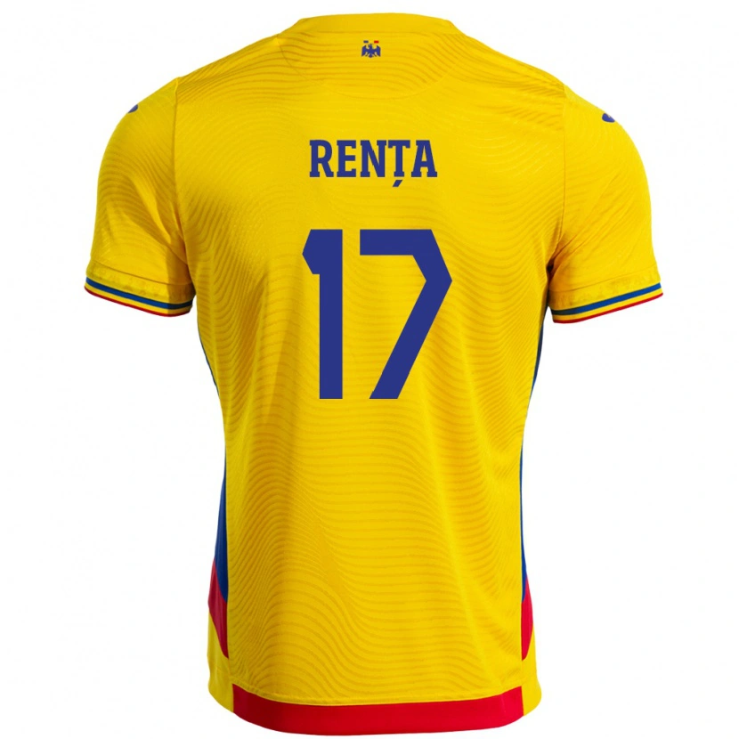 Danxen Hombre Camiseta Rumania Denis Rența #17 Amarillo 1ª Equipación 24-26 La Camisa México