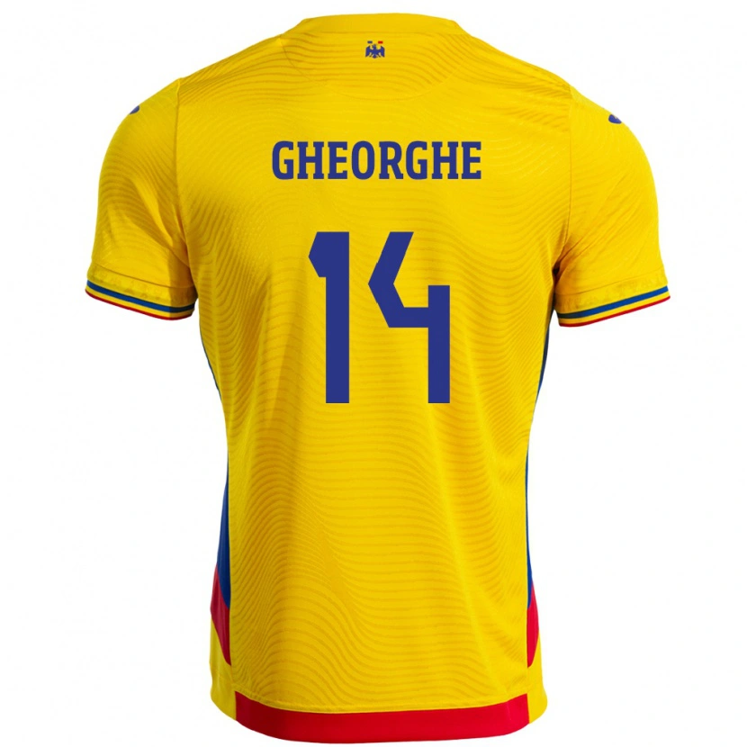 Danxen Hombre Camiseta Rumania Costyn Gheorghe #14 Amarillo 1ª Equipación 24-26 La Camisa México
