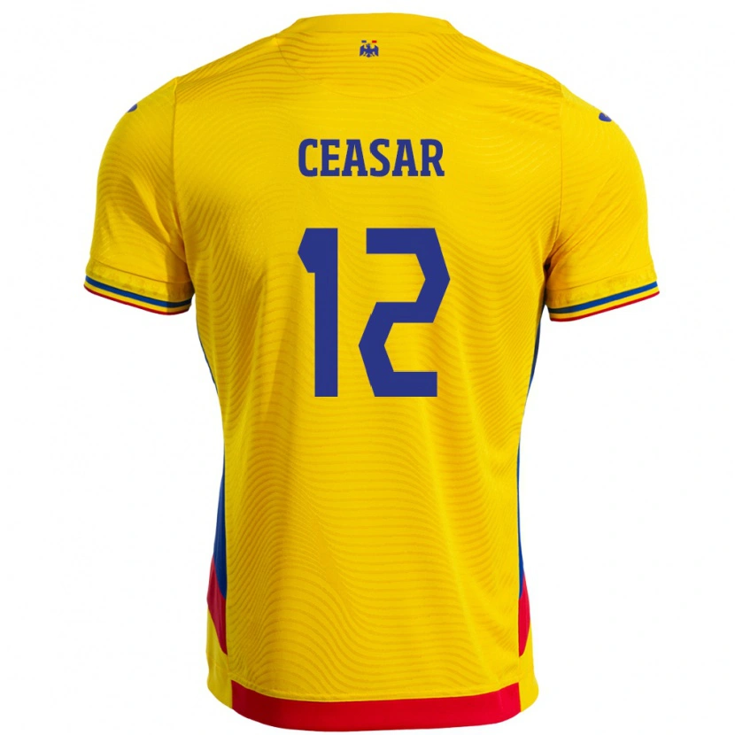 Danxen Hombre Camiseta Rumania Camelia Ceasar #12 Amarillo 1ª Equipación 24-26 La Camisa México