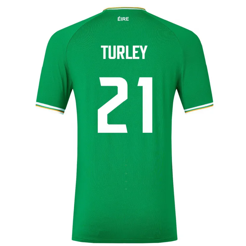 Danxen Hombre Camiseta Irlanda Freddie Turley #21 Verde 1ª Equipación 24-26 La Camisa México