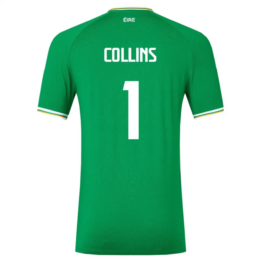 Danxen Hombre Camiseta Irlanda Joe Collins #1 Verde 1ª Equipación 24-26 La Camisa México