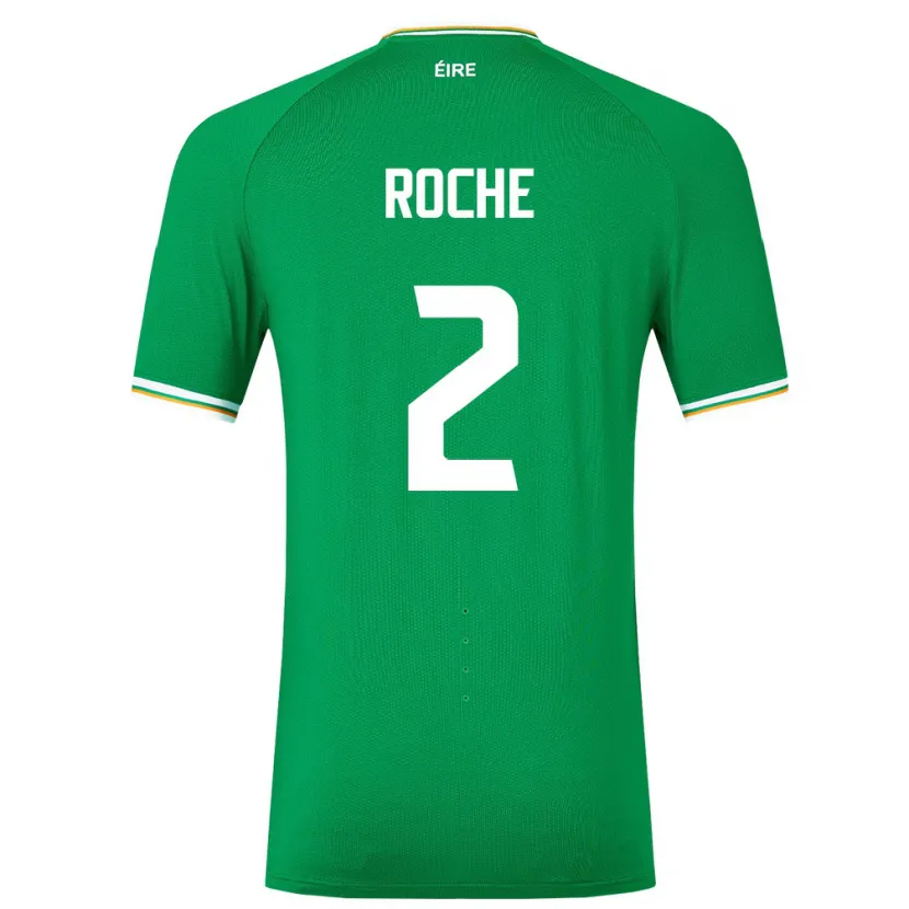 Danxen Hombre Camiseta Irlanda James Roche #2 Verde 1ª Equipación 24-26 La Camisa México