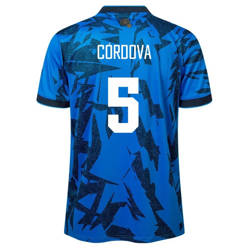 Danxen Hombre Camiseta El Salvador Edwin Córdova #5 Azul 1ª Equipación 24-26 La Camisa México
