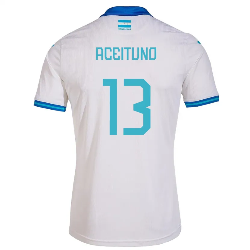 Danxen Hombre Camiseta Honduras Marco Aceituno #13 Blanco 1ª Equipación 24-26 La Camisa México