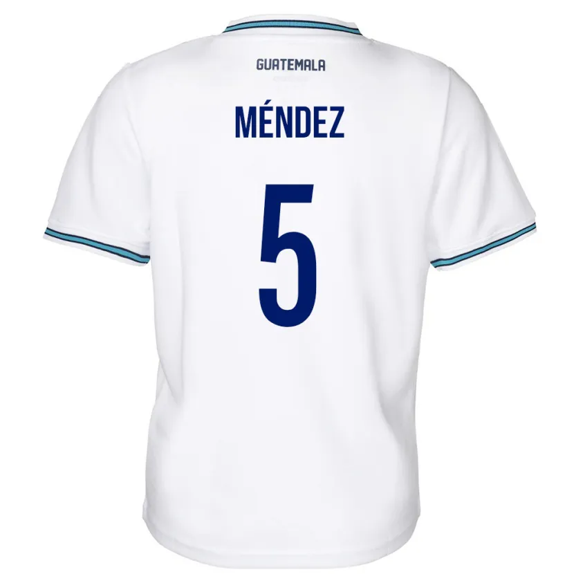 Danxen Hombre Camiseta Guatemala Diego Méndez #5 Blanco 1ª Equipación 24-26 La Camisa México