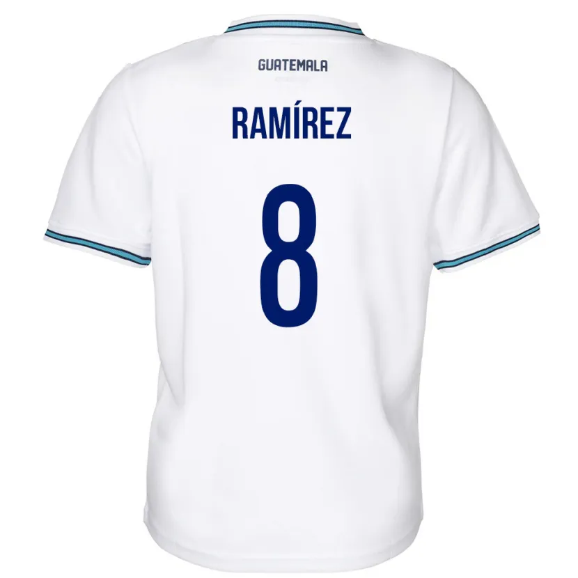 Danxen Hombre Camiseta Guatemala Dennis Ramírez #8 Blanco 1ª Equipación 24-26 La Camisa México