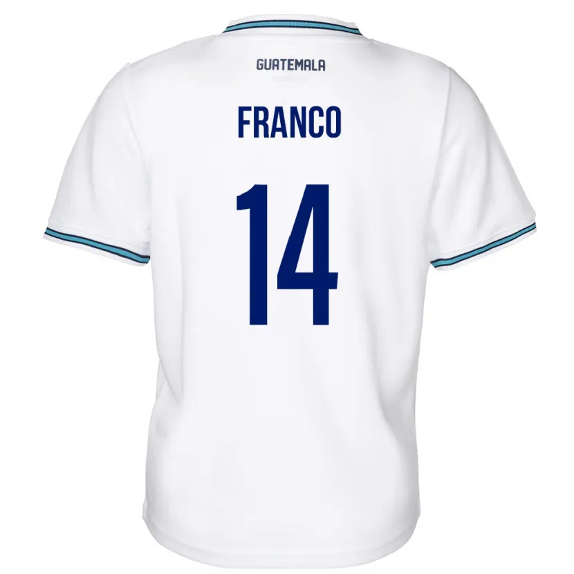 Danxen Hombre Camiseta Guatemala Jonathan Franco #14 Blanco 1ª Equipación 24-26 La Camisa México