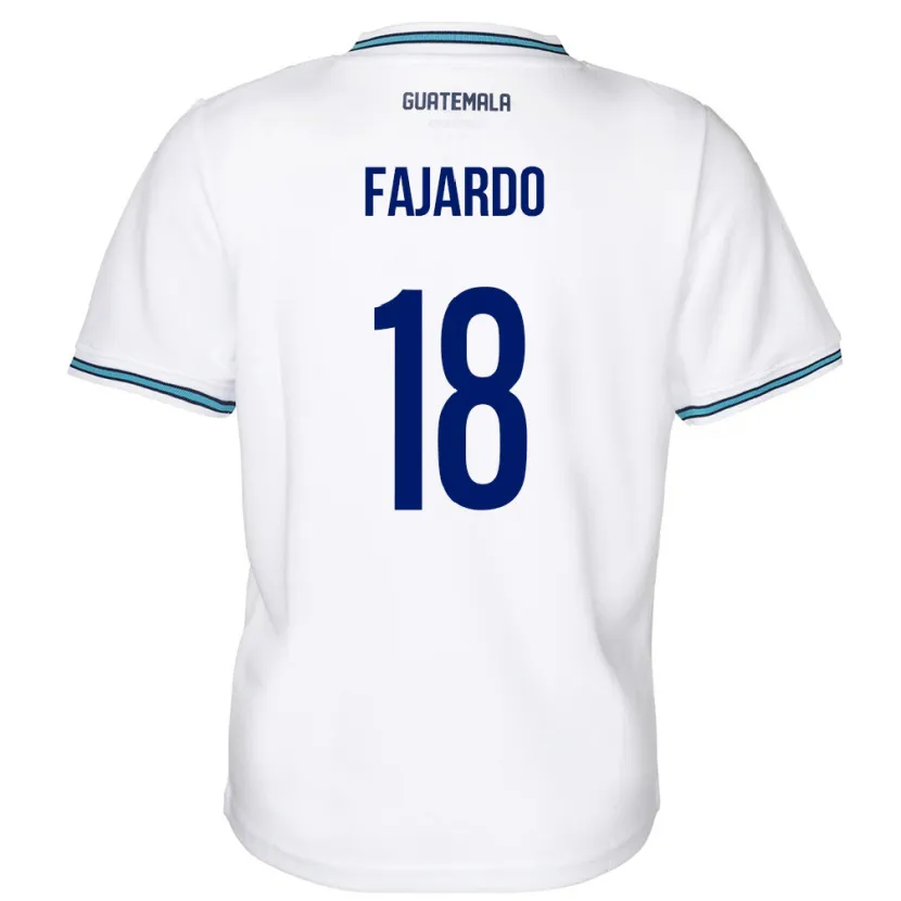 Danxen Hombre Camiseta Guatemala William Fajardo #18 Blanco 1ª Equipación 24-26 La Camisa México