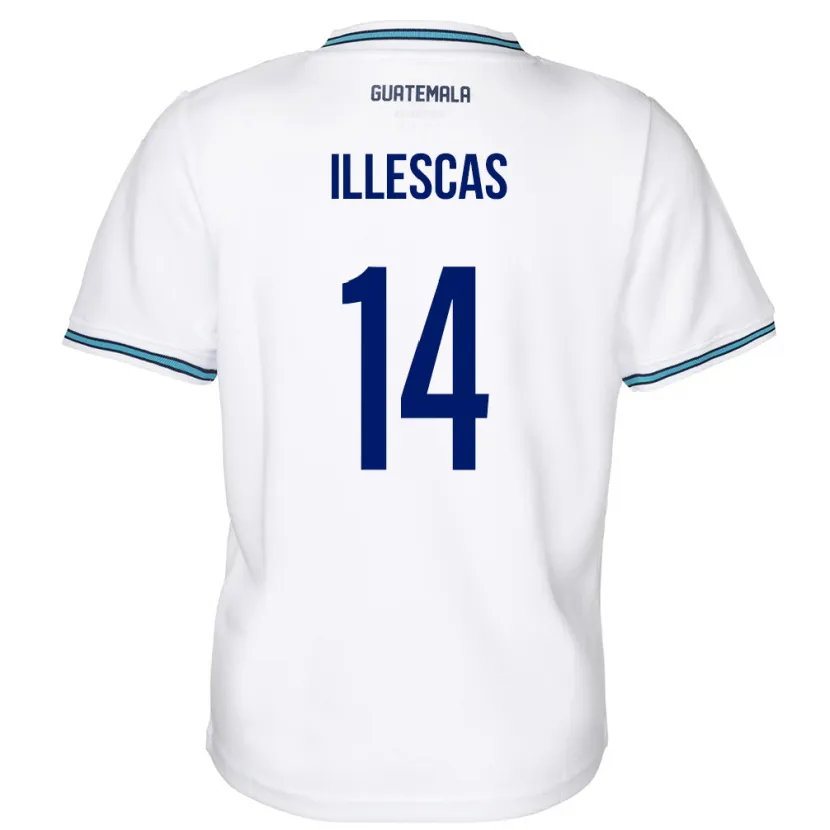Danxen Hombre Camiseta Guatemala Kevin Illescas #14 Blanco 1ª Equipación 24-26 La Camisa México