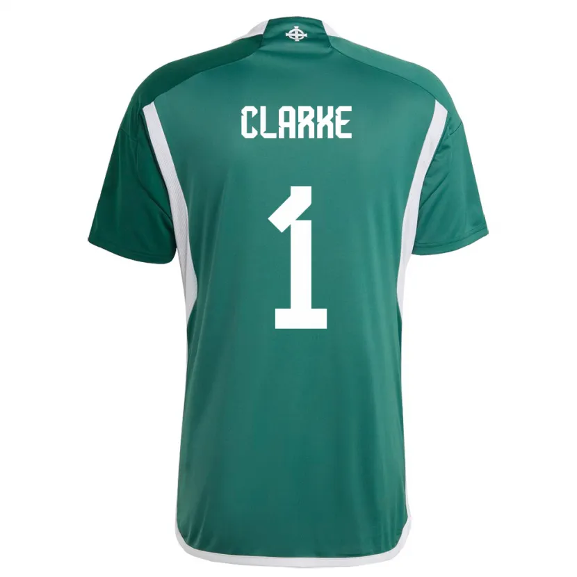 Danxen Hombre Camiseta Irlanda Del Norte Josh Clarke #1 Verde 1ª Equipación 24-26 La Camisa México
