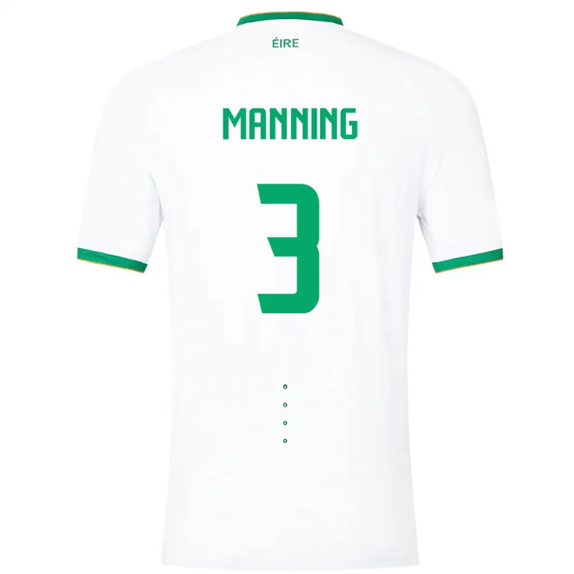 Danxen Hombre Camiseta Irlanda Ryan Manning #3 Blanco 2ª Equipación 24-26 La Camisa México