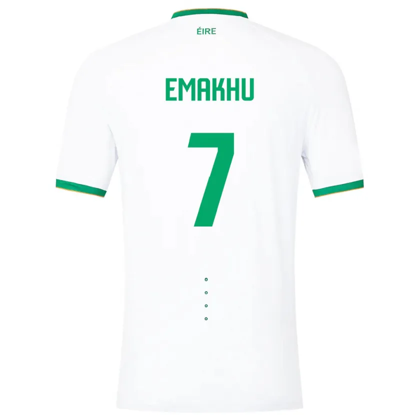 Danxen Hombre Camiseta Irlanda Aidomo Emakhu #7 Blanco 2ª Equipación 24-26 La Camisa México